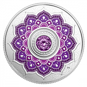 FEBRUARY - BIRTHSTONES - 2018 $5 1/4 oz Fine Silver Coin - Royal Canadian Mint