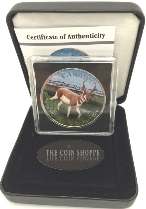 2013 1 oz Pure Silver Color Coin - Canadian Wildlife Series - Antelope