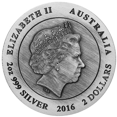 AUSTRALIAN KANGAROO - 2016 2 oz High Relief Silver Coin - Antique Finish