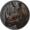 RHINOCEROS - AFRICAN BIG FIVE - 2016  1 oz Pure Silver Coin - Antique & Color - Burkina Faso