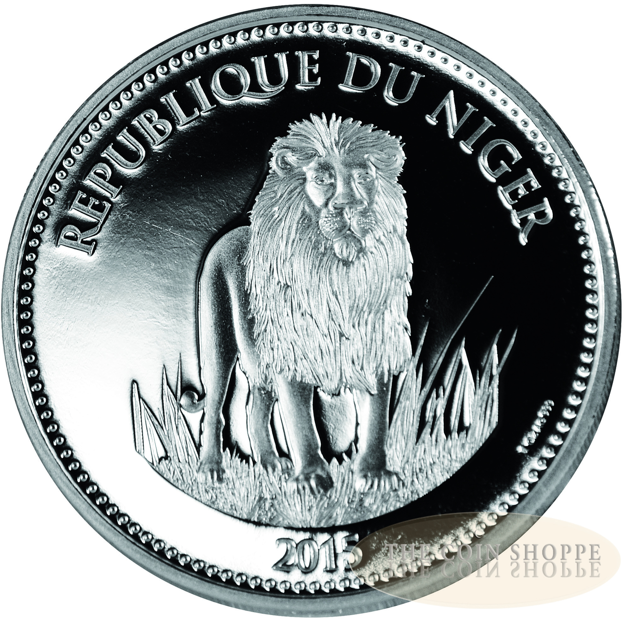 2015 1 oz Pure Silver Prooflike Coin - Silverline - Lion - Niger