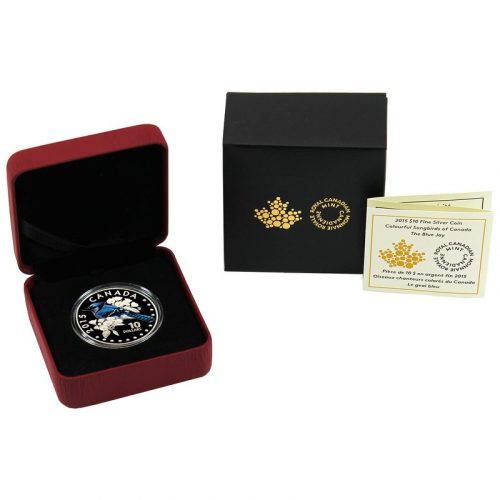 2015 $10 1/2 oz Fine Silver Coloured Coin - Colourful Songbirds of Canada: The Blue Jay