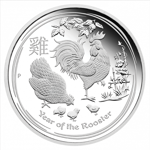 YEAR OF THE ROOSTER - AUSTRALIAN LUNAR SILVER COIN SERIES II - 2017 1 Kilo Pure Silver Proof Coin - Perth Mint