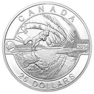 2014 1 oz. Fine Silver Coins - O`Canada - The Arctic Fox and The Northern Lights