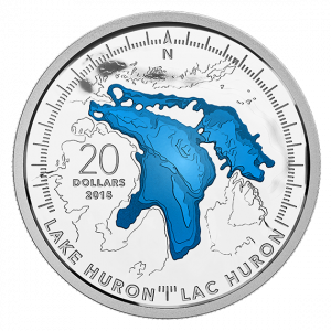 2015 $20 1 oz Fine Silver Coin - The Great Lakes: Lake Huron