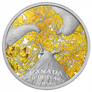 2014 1 oz. Fine Silver Coin - Maple Canopy: Autumn Allure