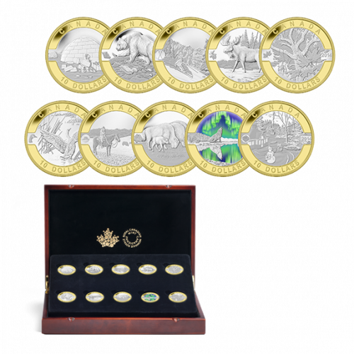 2014 1/2 oz Fine Silver Gold-Plated 10 Coin Set Г?? O Canada