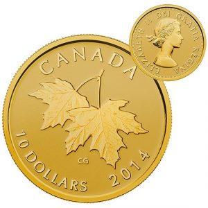 2014 Pure Gold Coin Maple Leaves with Queen Elizabeth II Effigy from 1953