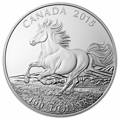 2015 $100 1 oz Fine Silver Coin - Canadian Horse