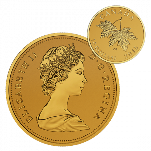 2015 $10 1/4 oz Pure Gold Coin - Maple Leaves With Queen Elizabeth II Effigy (1965)