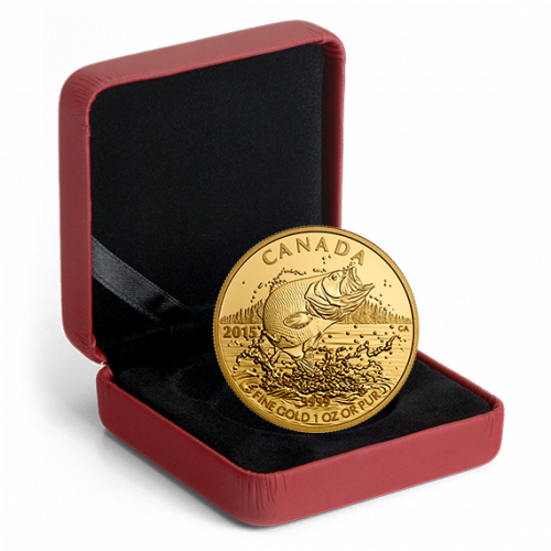 2015 1 oz $200 Pure Gold Coin - North American Sportsfish: Largemouth Bass