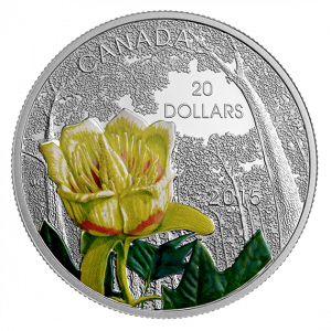 2015 1 oz $20 Fine Silver Coin - Forests Of Canada: Carolinian Tulip Tree