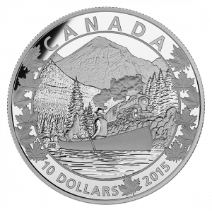 2015 $10 1/2 oz Fine Silver Coin - Canoe Across Canada: Magnificent Mountains