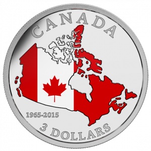 2015 $3 Fine Silver Coin - 50th Anniversary Of The Canadian Flag