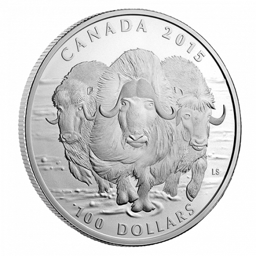 2015 $100 1 oz Fine Pure Silver - Musk Ox