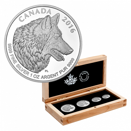 WOLF - 2016 Fine Silver 4-Coin Fractional Set