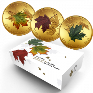 2015 $200 3 x 1 oz Pure Gold Coin Set - Alluring Maple Leaves of Fall