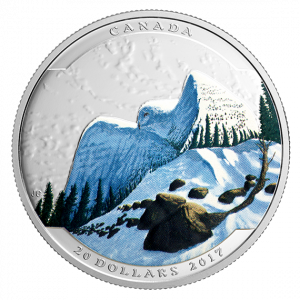 *SNOWY OWL - LANDSCAPE ILLUSION - 2017 $20 1 oz Fine Silver Coin - RCM