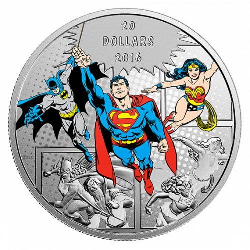 *DC COMICS ORIGINALS: THE TRINITY - 2016 $20 1 oz Fine Silver Coin - RCM