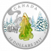 *SNOW-COVERED TREES - MURANO GLASS - 2017 $20 1 oz Pure Silver Coin - Royal Canadian Mint