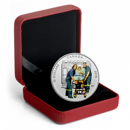 *NATIONAL HEROES: PARAMEDICS - 2016 $15 3/4 oz Fine Silver Coin - Royal Canadian Mint