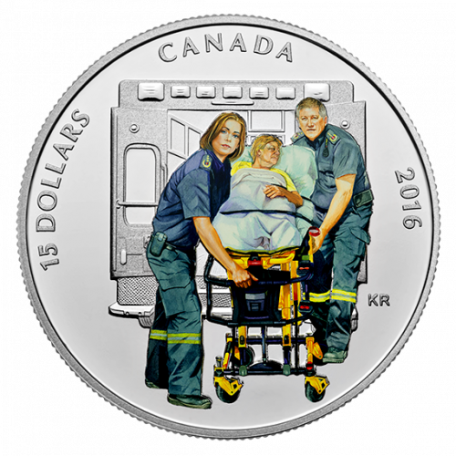 *NATIONAL HEROES: PARAMEDICS - 2016 $15 3/4 oz Fine Silver Coin - Royal Canadian Mint