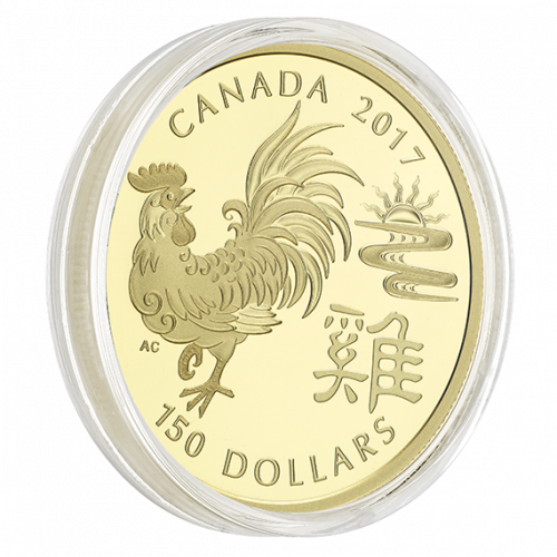 YEAR OF THE ROOSTER - 2017 $150 18-Karat Gold Coin - RCM