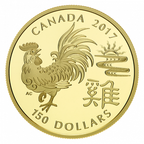 YEAR OF THE ROOSTER - 2017 $150 18-Karat Gold Coin - RCM