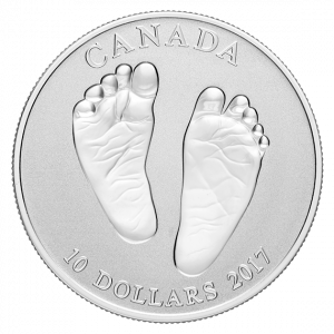 WELCOME TO THE WORLD - BABY FEET - 2017 $10 1/2 oz Fine Silver Coin - RCM