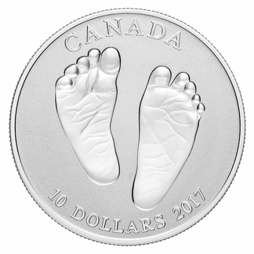 *WELCOME TO THE WORLD - BABY FEET - 2017 $10 1/2 oz Fine Silver Coin - RCM