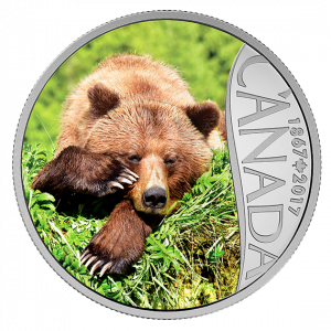 *GRIZZLY BEAR - CELEBRATING CANADA’S 150TH - 2017 $10 1/2 oz Fine Silver Coin - RCM