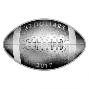 *FOOTBALL SHAPED AND CURVED COIN - 2017 $25 1 oz Fine Silver Coin - RCM