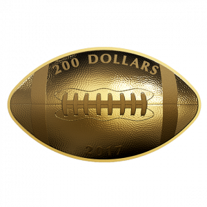 FOOTBALL SHAPED AND CURVED COIN - 2017 $200 1 oz Pure Gold Coin - RCM