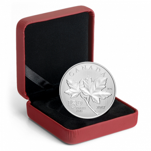 *MAPLE LEAVES - 150 YEARS - 2017 $10 1/2 oz Fine Silver Coin - RCM