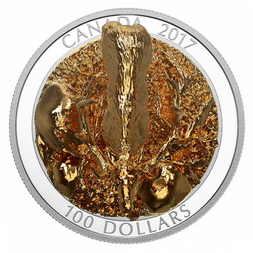 *ELK - SCULPTURE OF MAJESTIC CANADIAN ANIMALS - 2017 $100 10 oz Fine Silver Coin - Royal Canadian Mint