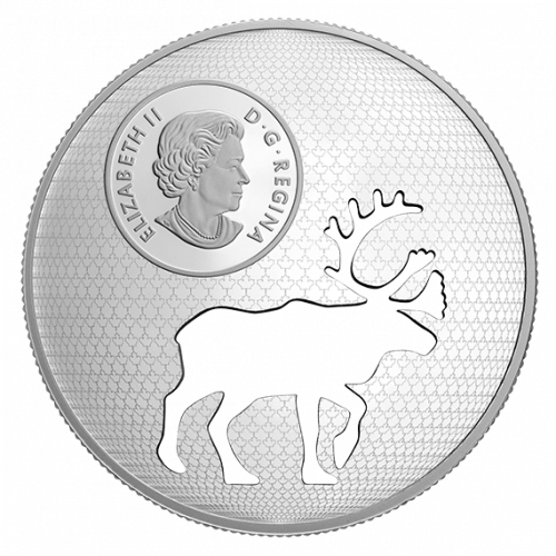 *WOODLAND CARIBOU - ENDANGERED ANIMAL CUTOUT - 2017 1.7 oz $30 Fine Silver Coin