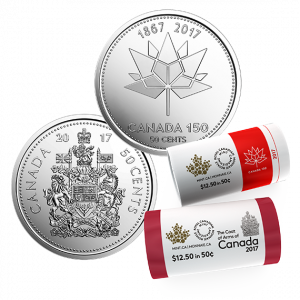 2017 2 X 50-CENT SPECIAL WRAP ROLLS - CLASSIC & CANADA 150