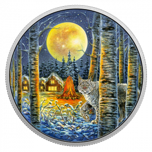 LYNX - ANIMALS IN THE MOONLIGHT - GLOW IN THE DARK - 2017 $30 2 oz Pure Silver Coin - Royal Canadian Mint