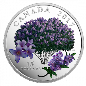 *LILAC BLOSSOMS - CELEBRATION OF SPRING - 2017 $15 3/4 oz Fine Silver Coin - Royal Canadian Mint