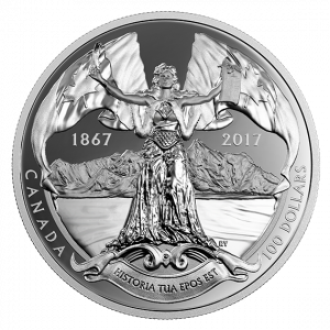 HISTORIA TUA EPOS EST: THE 150TH ANNIVERSARY OF CANADIAN CONFEDERATION - 2017 $100 10 oz Pure Silver Coin - Royal Canadian Mint