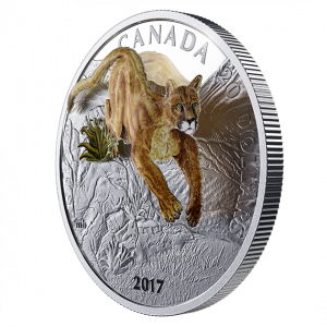 *LEAPING COUGAR - THREE-DIMENSIONAL - 2017 $20 1 oz Fine Silver Coin - Royal Canadian Mint