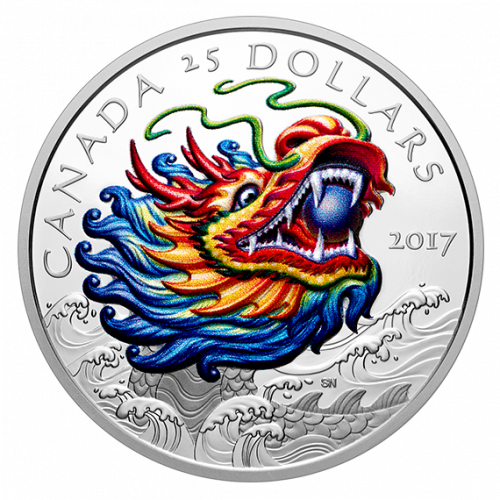 *DRAGON BOAT FESTIVAL - 2017 $25 Fine Silver Ultra High Relief Coin - Royal Canadian Mint