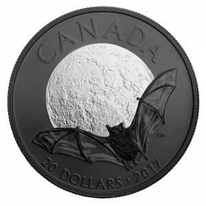 THE LITTLE BROWN BAT - NOCTURNAL BY NATURE - 2017 $20 1 oz Fine Silver Coin - Royal Canadian Mint