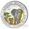 2015 2 Coin 1 oz Colored Silver Somalian Elephant Set Day/Night