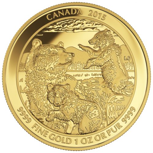 2015 $200 1 oz Pure Gold Coin - Grizzly Bear: The Clan