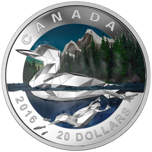 GEOMETRY IN ART: THE LOON - 2016 $20 1 oz Fine Silver Coin - Royal Canadian Mint