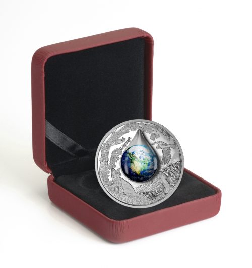 MOTHER EARTH - WATER DROPLET 3D DOME - 2016 $20 1 oz Fine Silver Coin - Royal Canadian Mint