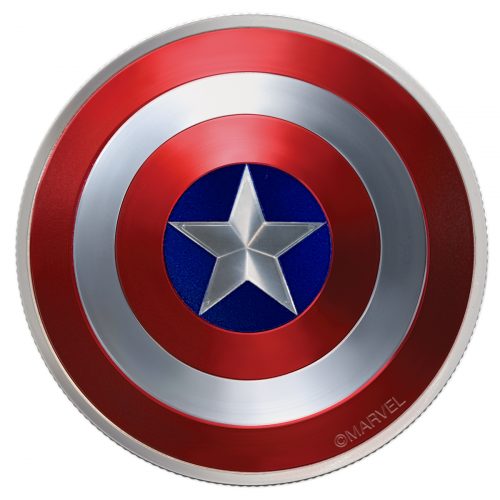 CAPTAIN AMERICA SHIELD - 75TH ANNIVERSARY - 2016 2 oz Proof Silver Domed Coin - Fiji