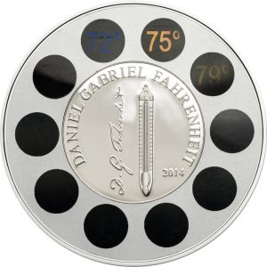 2014 1 oz Silver Coin - Daniel Gabriel Fahrenheit - Thermometer