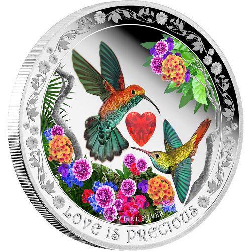 2016 1 oz Pure Silver Coin - Love is Precious - Hummingbirds